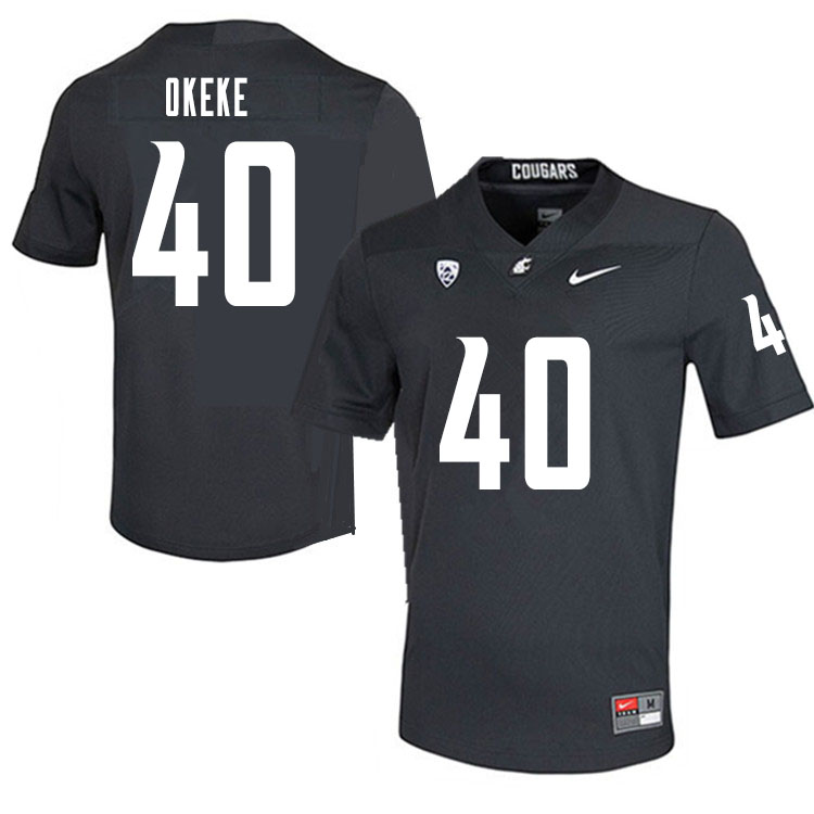 Men #40 Brandy Okeke Washington State Cougars College Football Jerseys Sale-Charcoal